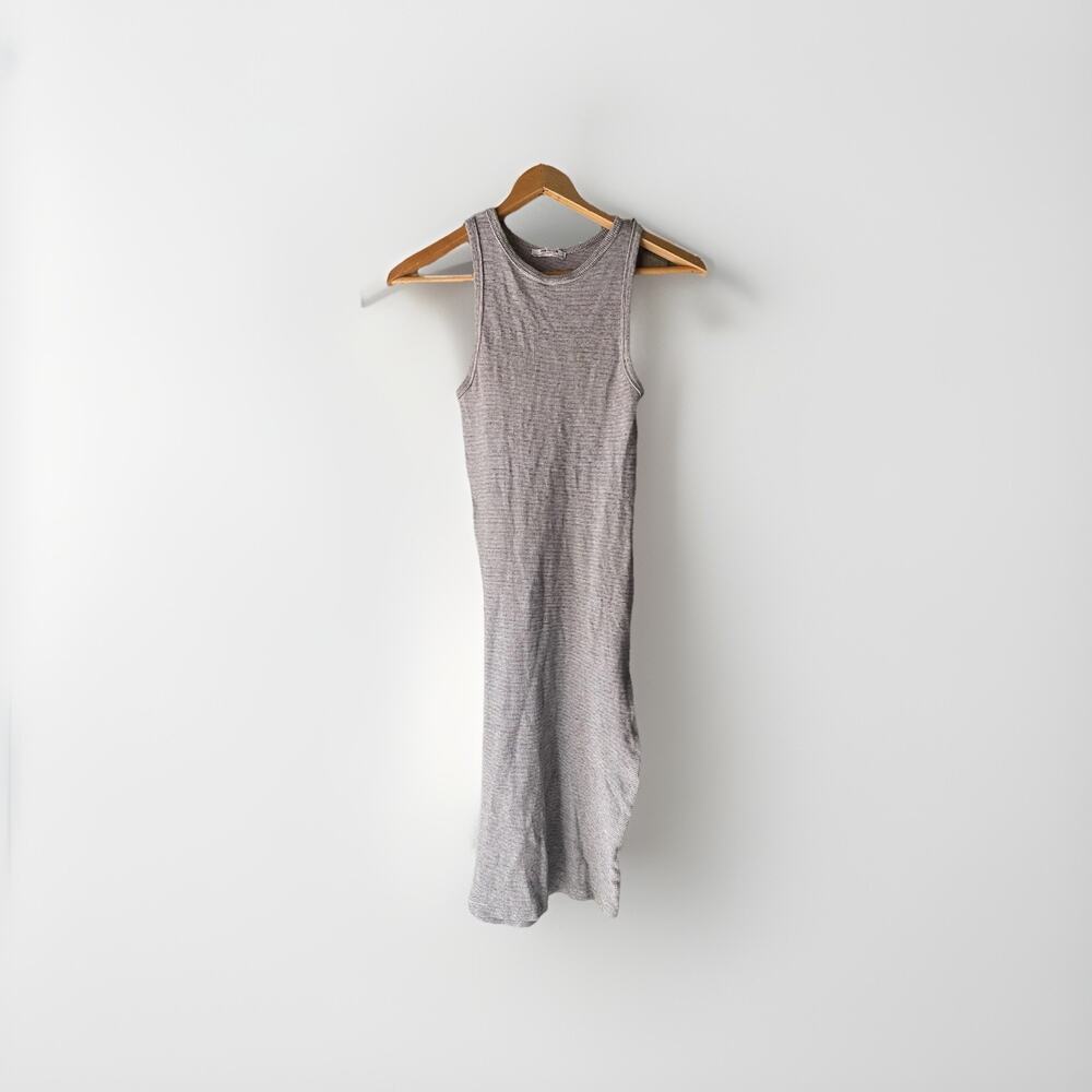 Zara Trafaluc Ribbed Tank Midi Dress Gray Stretch Bodycon Size S 2017